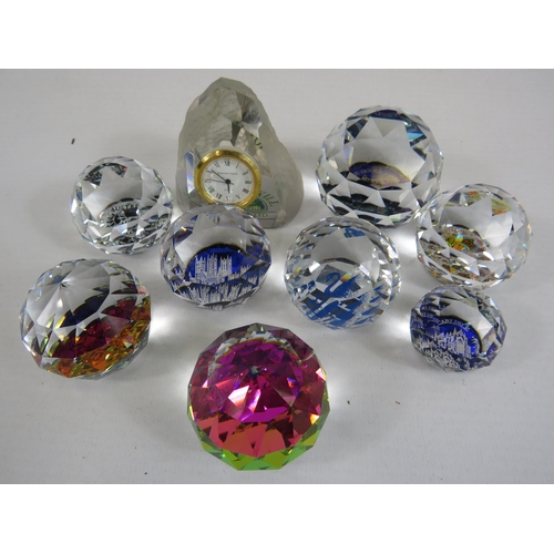 220 - Selection of Crystal glass paperweights including colour changing and Swarovski.