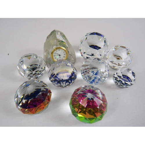 220 - Selection of Crystal glass paperweights including colour changing and Swarovski.