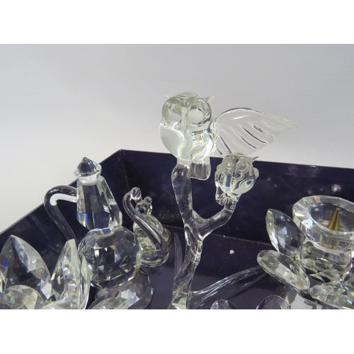 221 - Selection of Crystal glass ornamants including some Swarovski.