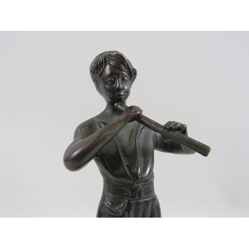 252 - Cast copper bronze effect figurine of a piper.