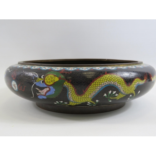 261 - Vintage chinese cloisonne bowl decorated with a dragon, Approx 3.5