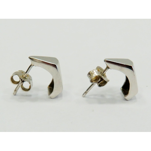 336 - Pair of White Gold, Semi Hexagonal earrings approx 15mm  long.   1.6g comes with fasteners and origi... 