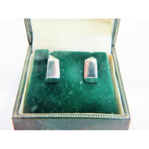 336 - Pair of White Gold, Semi Hexagonal earrings approx 15mm  long.   1.6g comes with fasteners and origi... 