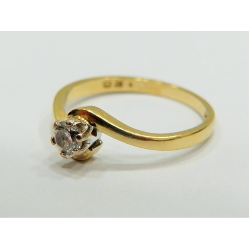 342 - 18ct Yellow Gold ring set with a Diamond Solitaire of approx 0.25pts.  Finger size 'P-5'  3.1g