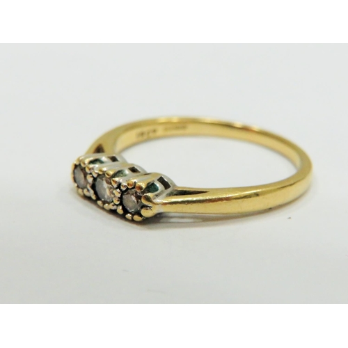 348 - 18ct Yellow Gold Diamond Trilogy Ring with White and Yellow Gold setting. Central Diamond 0.10pts, a... 