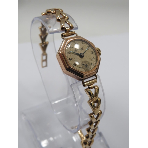 363 - Vintage Accurist ladies watch in working order with subsidiary dial.  9ct yellow gold hallmarked cas... 