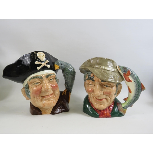 274 - 2 Royal Doulton Large size character jugs Long John Silver D6335 & The Poacher D6429.