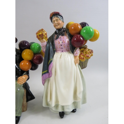 275 - 2 Royal Doulton Figurines the Balloon man HN1954 and Biddy Pennyfarthing HN1843 (biddy has had a rep... 