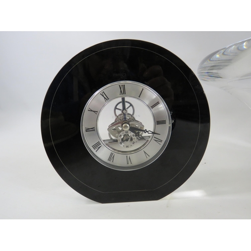 283 - Large Dartington Crystal bowl and quartz clock. The bowl has a diameter of 12