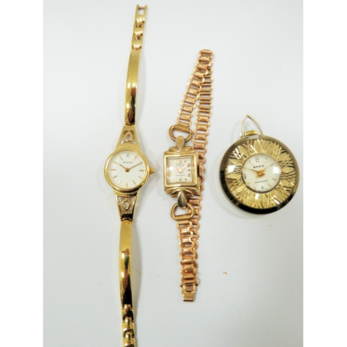 372 - Three ladies watches, 17 jewell swiss made, Accurist quartz watch plus a Pendant watch  . All non ru... 