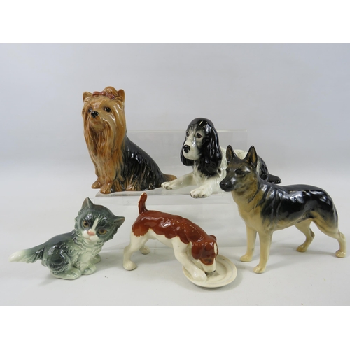 499 - Beswick and Slyvac dog figurines and a Goebel cat figurine.