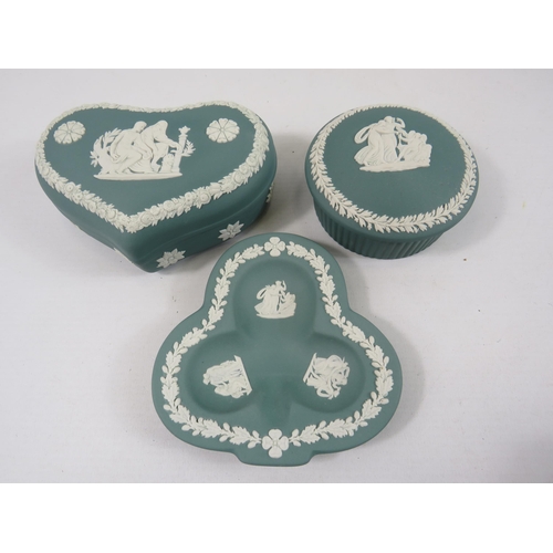 500 - 3 Pieces of Teal Wedgwood Jasperware.