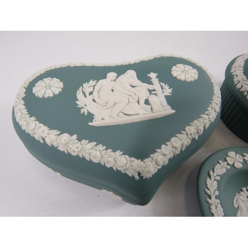 500 - 3 Pieces of Teal Wedgwood Jasperware.