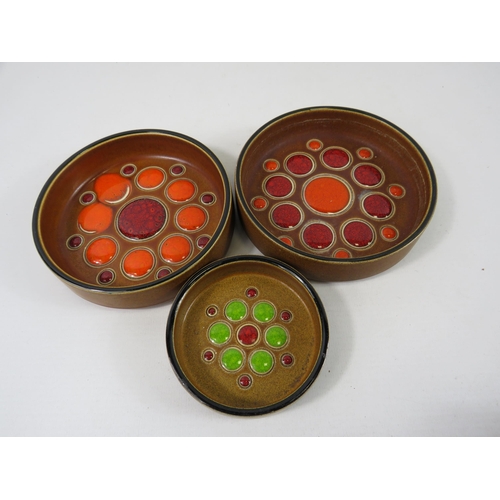 501 - 3 Hornsea pottery John Clappison design pin dishes.