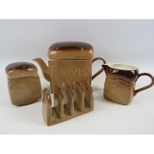 504 - Carlton ware Hovis bread teaset and toast rack.