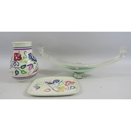 505 - 2 pieces of Poole pottery and a Murano glass gondola (Gondola has some rough manufacturing edges.)