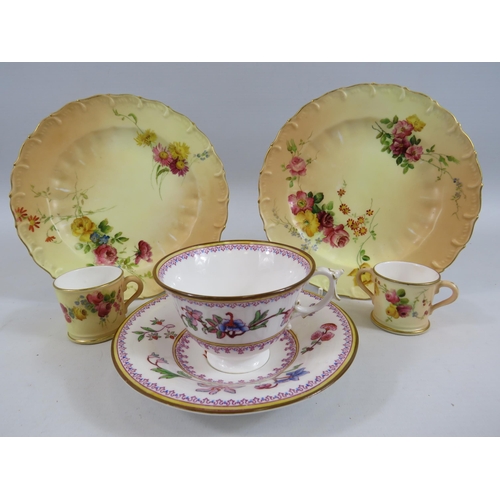 509 - 5 pieces of Antique Royal Worcester hand painted blushware and a cabinet cup and saucer. C1890s to 1... 