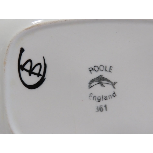 Vintage Poole Pottery Dish with the initials CB measures 7 x 4 inches