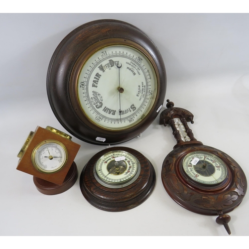 2 Barometers and 2 Barometer/thermometers (2 require repair to glass).