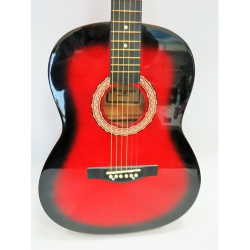 653 - Beautiufully made Martin Smith Accoustic Six string Guitar with Rock Jam soft carry case. See photos... 