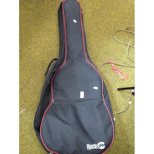 653 - Beautiufully made Martin Smith Accoustic Six string Guitar with Rock Jam soft carry case. See photos... 