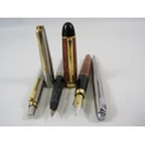 679 - Parker 45 fountain pen, german fountain pen and 2 parker ball point pens. PA681