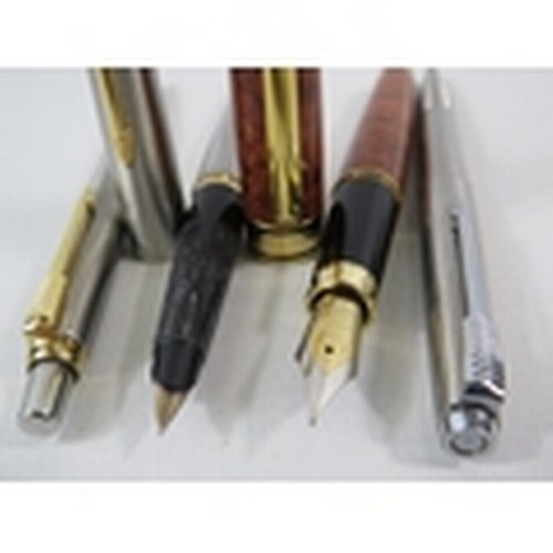 679 - Parker 45 fountain pen, german fountain pen and 2 parker ball point pens. PA681