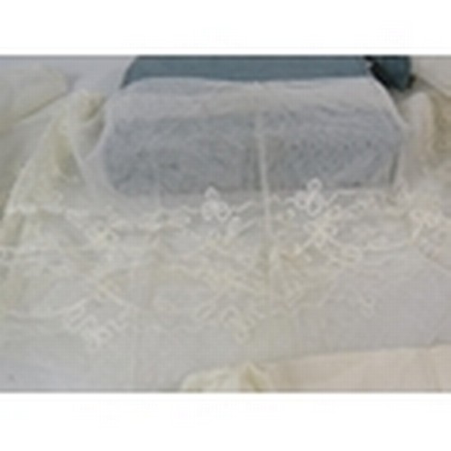 680 - Antique lace childs christning veil plus a silk hankerchief.  PA687