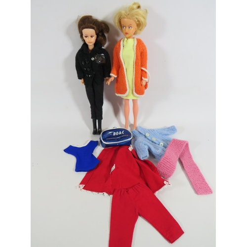 808 - Emma Peel doll plus Tressy doll with assorted clothes & Sindy Clothes. See photos.