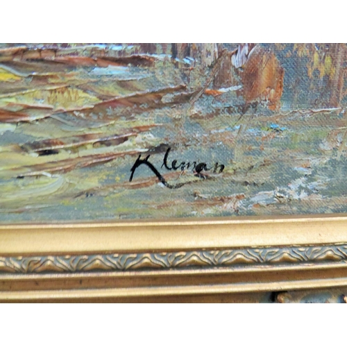 993 - Well painted Impressionist Oil on Canvas of a Parissiene Scene. Set in a Beautiful gilt frame which ... 