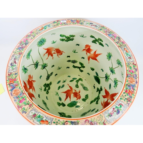 999 - Large Chinese Goldfish Bowl which measures 16 inches tall and 20 inches in diameter. Very heavy. We ... 