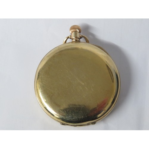 32 - WALTHAM Gents Rolled Gold Open Face POCKET WATCH Hand-wind WORKING     404795