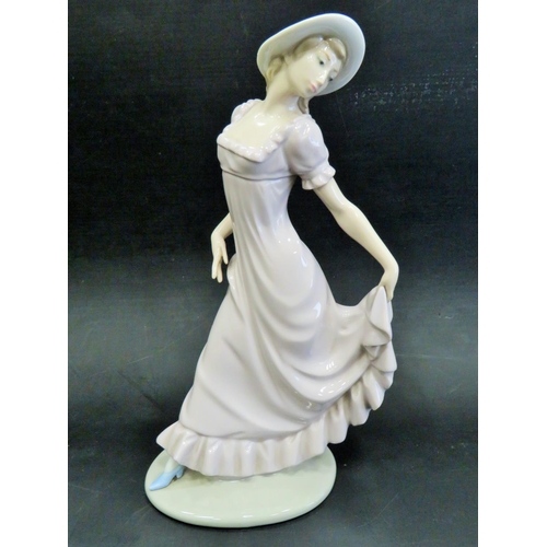 14 - Large nao Figurine by Lladro  'Girl in a hat with Pink Dress'   Measures  11.5 inches.  Excellent co... 