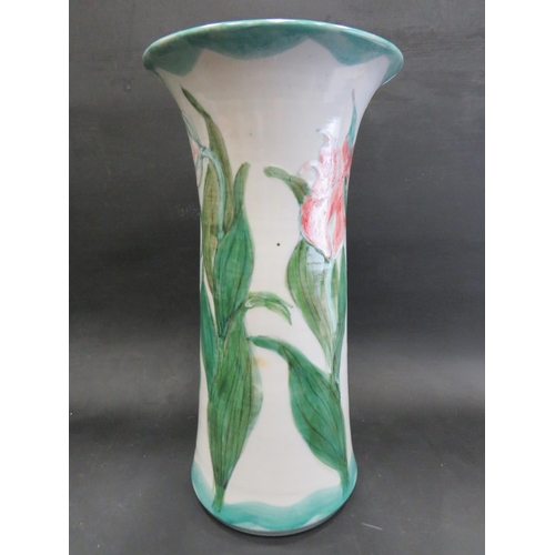 44 - Wonderful Tall Highland Stoneware Hand thrown vase,   14 inches tall in excellent condition.  Highla... 