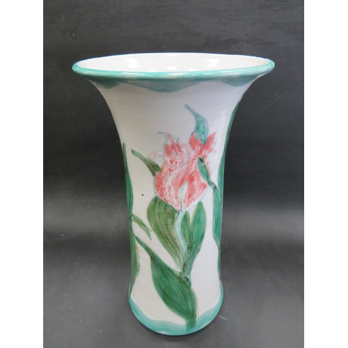 44 - Wonderful Tall Highland Stoneware Hand thrown vase,   14 inches tall in excellent condition.  Highla... 