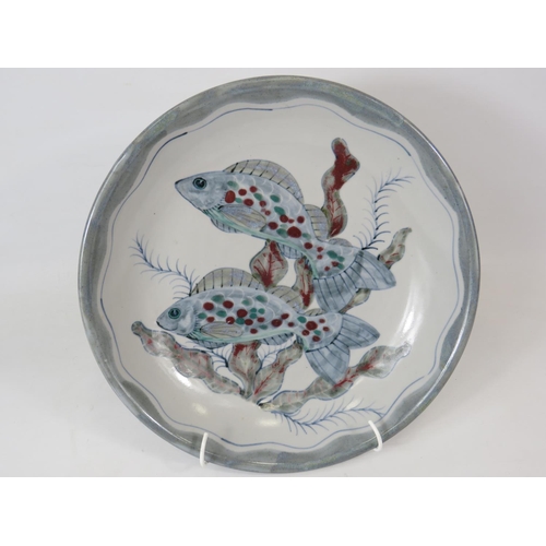 46 - Highland Stoneware Decorative Dish depicting river fish.  Measures      Excellent condition.  See ph... 