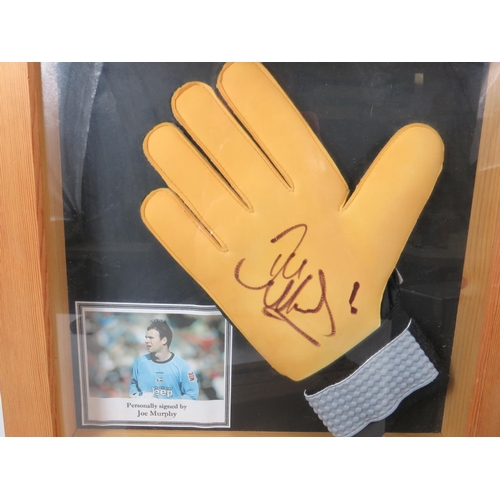 50 - Interesting Scunthorpe United related lot to comprise a signed Goalkeepers Glove, framed under glass... 