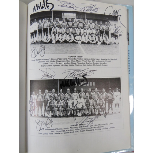 51 - Official History of Scunthorpe United Football Club containing lots of autographed pages together wi... 