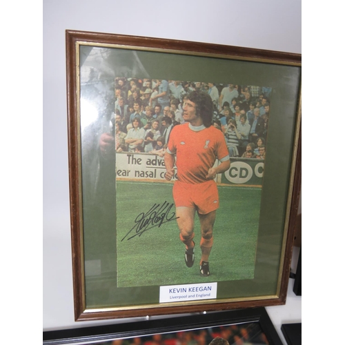 65 - Large Selection of Signed football prints, Framed under glass. To include Kevin Keegan,  Andy Cole p... 