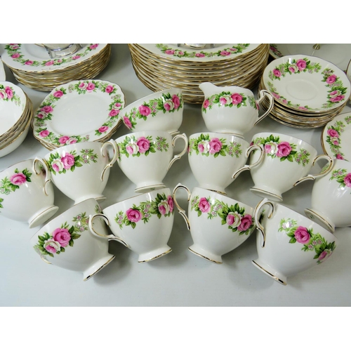 7 - Large and Pretty teaset in a Peony pattern by Coloclough to include Cups, Saucers,  cake stand, larg... 