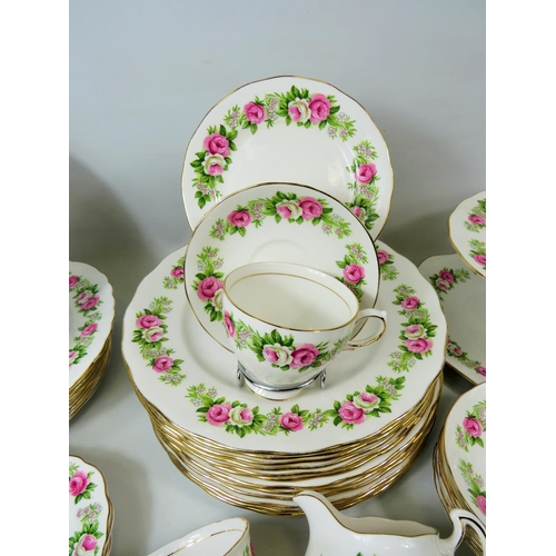 7 - Large and Pretty teaset in a Peony pattern by Coloclough to include Cups, Saucers,  cake stand, larg... 