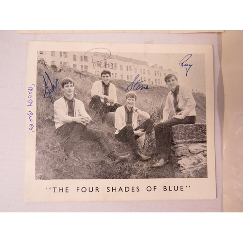 71 - Autographed publicity photographs of the Moody Blues togeter with a signed publicity flyer signed by... 