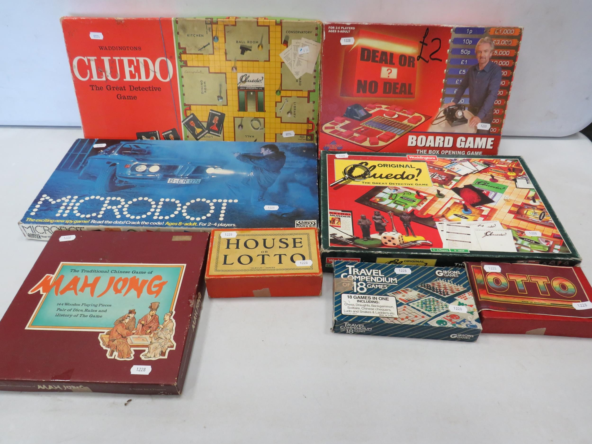 Selection Of Vintage Board Games Including Mah Jong Clude Lotto Etc