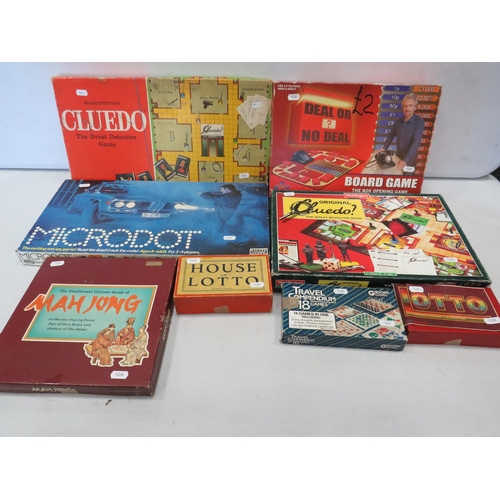 Selection Of Vintage Board Games Including Mah Jong Clude Lotto Etc