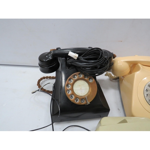 821 - 4 Vintage dial round telephones.