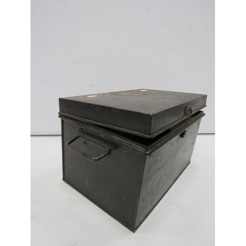 845 - Metal locking storage box or tool chest. ( no key).