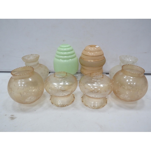 853 - Selection of various vintage glass light shades.