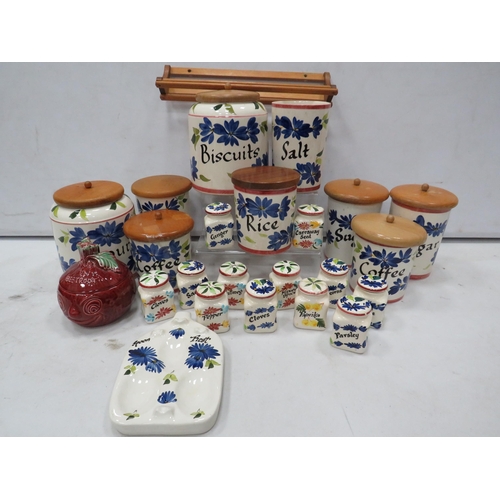 856 - Large selection of Toni Raymond Storage jars and spice jars.