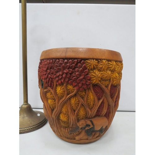 836 - Large carved wooden planter 14