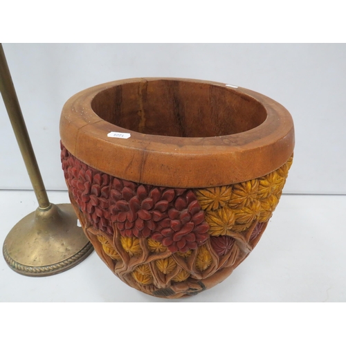 836 - Large carved wooden planter 14